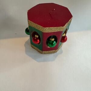 Vintage 1990s Christmas Pillar Candle Ornament Carousel Holiday Centerpiece
